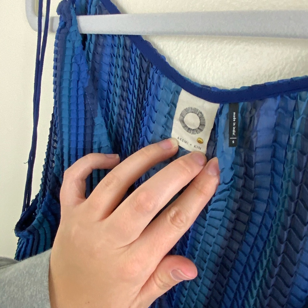 Akemi + Kin Anthropologie Blue Balance Tassel Top - Picture 7 of 11